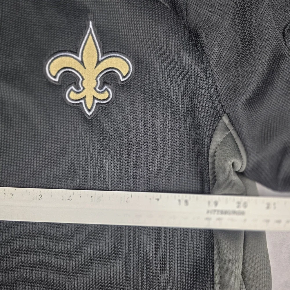 New Orleans Saints Mens Large Black Gold Zip Up Knit Pullover NFL‎ Embroidered